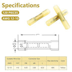 120 Pcs Yellow Heat Shrink Butt Connectors, AWG12-10 Waterproof Insulated Electrical Wire Connectors, Crimp & Shrink Butt Splice Connectors Terminal for Automotive Marine Truck Trailer Stereo (Yellow)
