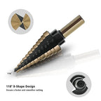 5Pcs Step Drill Bit & 5Pcs Countersink Drill Bit Set, Titanium Coated, 50 Sizes of Step Bit for Metal with Aluminum Case, Multiple Hole Stepped Up Bits for DIY