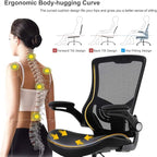 Drafting Chair Ergonomic Tall Office Chair Standing Desk Chair with Flip Up Arms Foot Rest Back Support Adjustable Height Mesh Drafting Stool, Black