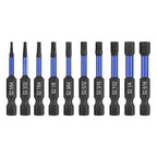 HPHOPE Impact Hex Head Allen Wrench Drill Bit Set 10 Pcs - SAE, S2 Steel Hex Bits Set, 1/4” Hex Shank with Magnetism, 50mm Long with Storage Box.