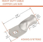 10pcs 4/0 AWG-5/16(M8) Tinned Copper Ring Terminals Battery Lugs, Heavy Duty Wire Lugs, Battery Cable Connectors