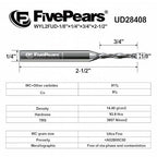 FivePears Up&Down Cut Compression Spiral Router Bit for CNC, 1/8 inch Cutting Diameter and 3/4 inch Cutting Length 1/4 in Shank Carbide End Mill Router Bit for Wood Carving Engraving Grinding Grooving