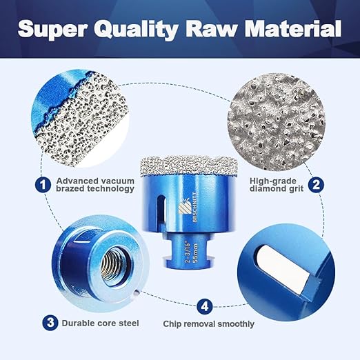 1 Inch Diamond Core Drill Bit for Porcelain Tile Ceramic Marble Granite Drilling,BRSCHNITT 2pcs Vacuum Brazed Diamond Hole Saw with 5/8-11 Thread (25mm 2pcs)