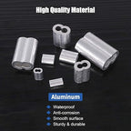 Glarks 315-Pieces 8 Sizes Aluminum Crimping Loop Sleeve Double Barrel Ferrule for Wire Rope and Cable Line End Assortment Kit - M1.2-M6