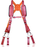 Tool Belt Suspenders – Heavy-Duty Adjustable Work Suspenders with 4 Detachable D-Loop for Construction Tool Belt (Maroon)