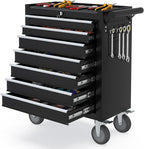 7 Drawers Metal Rolling Tool Chest, Portable Storage Rolling Tool Box, Toolbox on Wheels for Warehouse, Garage, Repair Shop and Tool Room (Black, 7-Drawer)