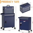 5-Drawer Rolling Tool Chest,Garage Storage Tool Box with Wheels,Lockable and Detachable Tool Cabinet,Heavy Duty Metal Tool Cart with Wheels for Garage,Warehouse,Workshop (Blue)