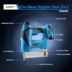 2 in 1 Nail Gun Battery Powered, 20V Cordless Nail Gun,400pcs Nails, 400pcs Staples, with Staple Puller, 2 * 2.0Ah Li-Ion Batteries and 2.4A Charger, Brad Nailer for Home Improvement & DIY