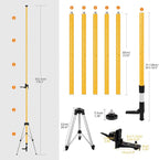 MOETER 13.8 Ft/4.2M Telescoping Laser Level Pole with Tripod - Adjustable Laser Level Stand for Rotary and Line Laser Level, Includes 1/4"-20 Mount & 5/8"-11 Adapter