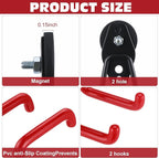 Landhoow Large Magnetic Hooks Heavy Duty Garage Magnet Hooks Strong Storage Utility Magnetic Hangers with Anti Slip Rubber Coating for Indoor and Outdoor Hanging(Red,10 Pcs)