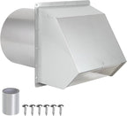 12 Inch Hooded Wall Vent with Screen and Damper,Outdoor Wall Exhaust Vent Cover Cap for Exterior HVAC Duct Industrial Facilities Kitchen Range Hood Dryer Ventilation and Air Exhaust,Stainless Steel