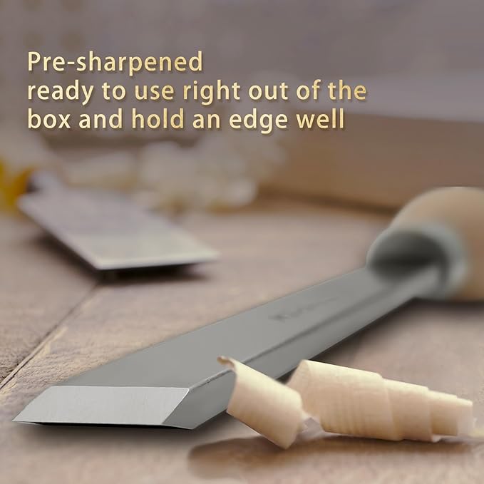 1 inch Skew Chisel, M2 Cryo High Speed Steel Wood Turning Tools with Beech Wood Handle