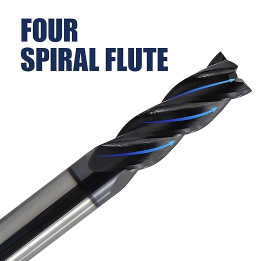 6 Pcs 1/8" 3/16" 1/4" 5/16" 3/8" Carbide Square End Mill Set, 4 -Flute TIALN Coated CNC Mill Bits for Steel, Alloy Steels, Hardened Steel, End Mills for Precision Milling Tasks, DIYers & Professionals