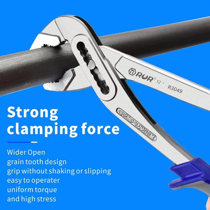 8-inch Quick Adjust Water Pump Pliers - Locking Pliers with 7 Postion V-Jaw,Channel Lock,Serrated Jaws and Comfort Dip-grip Handle