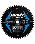 CRALY 7-1/4 Inch 56 Teeth Aluminum and Non-Ferrous Metal Cutting Circular Saw Blade, 5/8 Inch Arbor, Carbide Tipped, Thin Kerf, Black Ice™ Coating, for Medium Aluminum, Plastic, Composite(C0756AL)