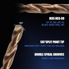 12pcs 3/8" Cobalt Drill Bits, M35 Drill Bits for Metal, Stainless Steel, Cast Iron, Wood, Plastic, Fully Ground from Pro Edge Technology