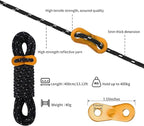 CONBOLA 6 Pack 5 mm Guy Lines Ultralight Tent Cords with Aluminum Adjuster Tensioner Outdoor Camping Guylines Ropes for Tent Tarp, Canopy Shelter, Climbing, Hiking Backpacking Gear