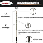 Direko SDS Plus Rotary Hammer Drill Bits 5-Piece Carbide-Tipped for Masonry，Concrete,Brick Granite etc (HD-A1/4 x8)