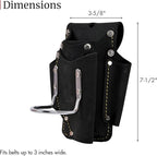 FESA Small Leather Tool Pouch - 5-in-1 Heavy Top Grain Leather Small Tool Pouch with a Steel Hammer Loop, 4 Pockets & Reinforced Heavy Duty Rivets - Fits Belts up to 3" - Handcrafted