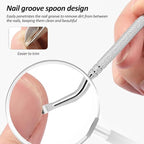 4pc Stainless Steel Nail File & Cuticle Pusher Set – Four-Sided Emery Nail File for Thick Nails, Durable Metal Manicure & Pedicure Tool, Portable Home & Travel Grooming Kit(5.12IN)