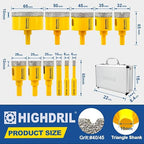 HIGHDRIL 11Pcs Diamond Hole Saw Kit - 1/4", 5/16", 3/8", 4/5", 1", 1-1/8", 1-1/4", 1-3/8", 1-3/4", 2", 2-1/2" Drill Bits for Tile Porcelain Ceramic Granite Marble