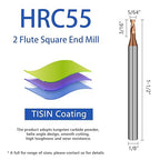 2 Flute 5/64" Carbide Square End Mill 5PCS Micrograin Milling Bits Sets TISIN Coating CNC Router Bit for Steel