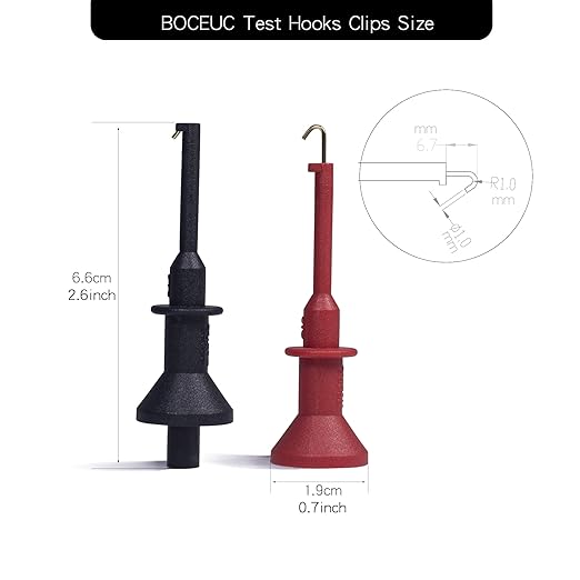 Grabber Micro Test Hook Clip for 4mm Plug Test Probe, Multimeter Mini Grabber Test Clips Conversion Connection for Push-in Pen Tip