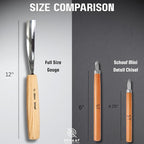 Schaaf Wood Carving Tools Set of 12 Chisels with Canvas Case | Wood Carving Chisels with Razor Sharp CR-V 60 Steel Blades