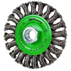 Forney 72749 Wire Wheel Brush, Twist Knot Crimped with 1/2-Inch and 5/8-Inch Arbor, 6-Inch-by-.020-Inch