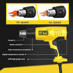 LCD Heat Gun with5 Preset odes, Long Lifespan HeavyDuty Hot Air Gun Adjustable 122°F1292°F & Memory Setting for CraftsShrink Wrapping