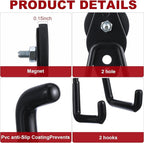 Landhoow Large Magnetic Hooks Heavy Duty Garage Magnet Hooks Strong Storage Utility Magnetic Hangers with Anti Slip Rubber Coating for Indoor and Outdoor Hanging(Black,10 Pcs)