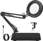 12X Magnifying Glass with Light and Stand, Magnifier with Light Hands Free, 2-in-1 & 5 Color Modes LED Lighted, Magnifying Reading Lamp for Craft Hobby Reading Painting Sewing Close Work