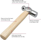 Mini Wooden Handle Round Head Hand Hammer,2 PCS Reinforced Ball Hammers,Round Head Wooden Handle,Escape Tool Hand Hammer for Prying Nails,Woodworking,Repairing,DIY