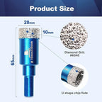 Dry Diamond Core Drill Bit Set,BRSCHNITT 2pcs/Pack 4/5 Inch (20mm) Diamond Hole Saw Core Drill Bit with Triangle Shank for Porcelain Tile Ceramic Stone Granite Marble