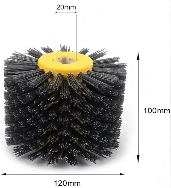 Signi Abrasive Nylon Drawing Wheel Drum Burnishing Brush for Wood polishing 1 Pack (60 Grrit, Red Color Nylon)