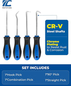 ROTATION Precision Hook and Pick Set for Automotive | 4-Piece Hand Tools