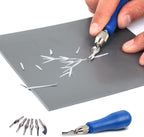 Falling in Art Block Cutters- Craft Linoleum Carving Tools with 6 Type Blades and 2 Plastic Storage Handles