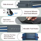 13-Drawer Tool Chest with Double Door Handle,2 in 1 Detachable Rolling Tool Chests with Wheels and Drawers,Large Tool Box with Lock,Mobile Steel Tool Cabinet Storage (Gray&Blue)