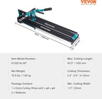 Mophorn 40 Inch Tile Cutter Single Rail Double Brackets Manual Tile Cutter 3/5 in Cap w/Precise Laser Manual Tile Cutter Tools for Precision Cutting (40 Inch)
