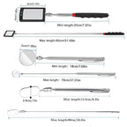 3PCS Telescopic Inspection Mirror,Stainless Steel LED Telescoping Inspection Mirror,Portable 360 Degree Rotating Mechanic Mirror with Long Handle Tool(Oval, Round,Square)