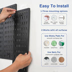 Pegboard Wall Organizer - Modular System for Gaming Setup, Office & Kitchen Storage Solutions Create A Perfectly Structured Space(Black,16″×12″)