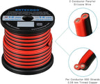 BNTECHGO 12 Gauge Flexible 2 Conductor Parallel Silicone Wire Spool Red Black High Resistant 200 deg C 600V for Single Color LED Strip Extension Cable Cord,Model,50ft Stranded Tinned Copper Wire