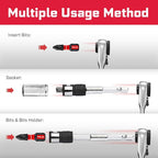 37Pieces Impact Screwdriver Bit & Socket Set with Mini Ratcheting Wrench, 30Pcs Impact S2 Screwdriver Bits, 5Pcs Sockets and 2-In-1 Bit Extension Holder Repair Tools
