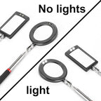 4PCS Telescoping Inspection Mirror LED Lighted Inspection Mirror for Mechanic Checking Vehicle, Car, Eyelashes, Mouth, Small Parts Observation (Extendable, Rectangle & Round)