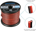 BNTECHGO 18 Gauge Flexible 2 Conductor Parallel Silicone Wire Spool Red Black High Resistant 200 deg C 600V for Single Color LED Strip Extension Cable Cord,Model,100ft Stranded Tinned Copper Wire