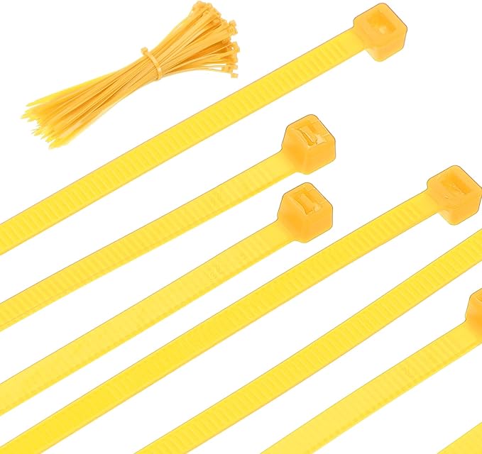 PATIKIL Cable Zip Ties 10 Inch, 100 Pcs Self-Locking Nylon Wire Tie Wraps Heavy Duty Cord Management with 50 lbs Tensile Strength for Indoor and Outdoor, Yellow (0.2" W)