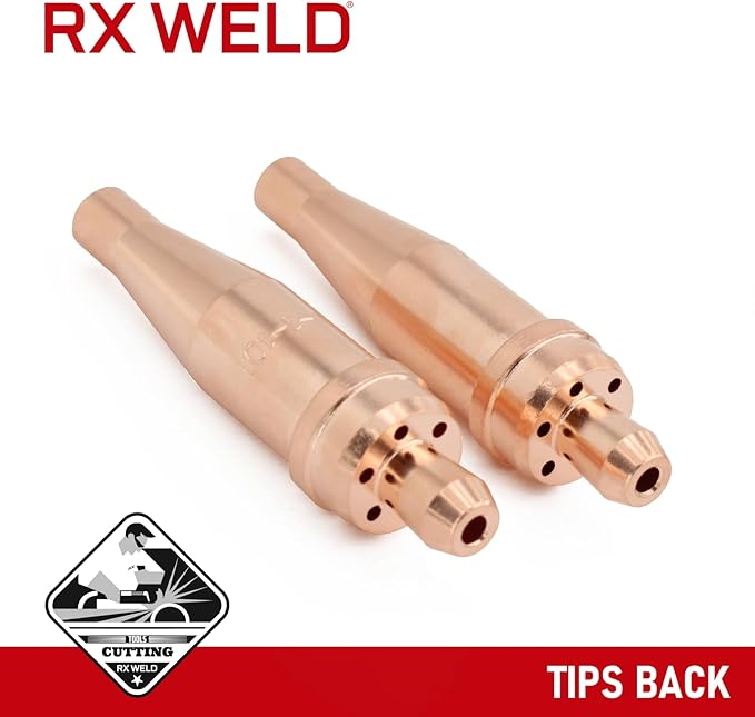 RX WELD 2-1-101 Acetylene Cutting Torch Tips, Fit V-Style Heavy Duty Torch - Pack of 2