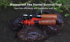 Fire Starter Survival Tool, Ferro Rod Kit with Tinder Wick, Pouch, Waterproof Flint and Steel Fire Starter for Camping, Hiking and Backpacking Gear