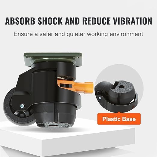 VEVOR Leveling Casters, Set of 4, 2200 lbs Total Load Capacity, 2 inches, Heavy Duty with Upgraded Handle Design, 360 Degree Swivel Caster Wheels, Adjustable Casters with Feet for Workbench, Machine