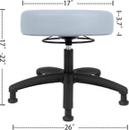 Chair Master 17" Round Vinyl Fabric Stool, Table Height, 360 deg Level Activation, Heavy Duty, Lab, Medical, Garage, Home, Spa, Cleanroom (Glides, Gray)